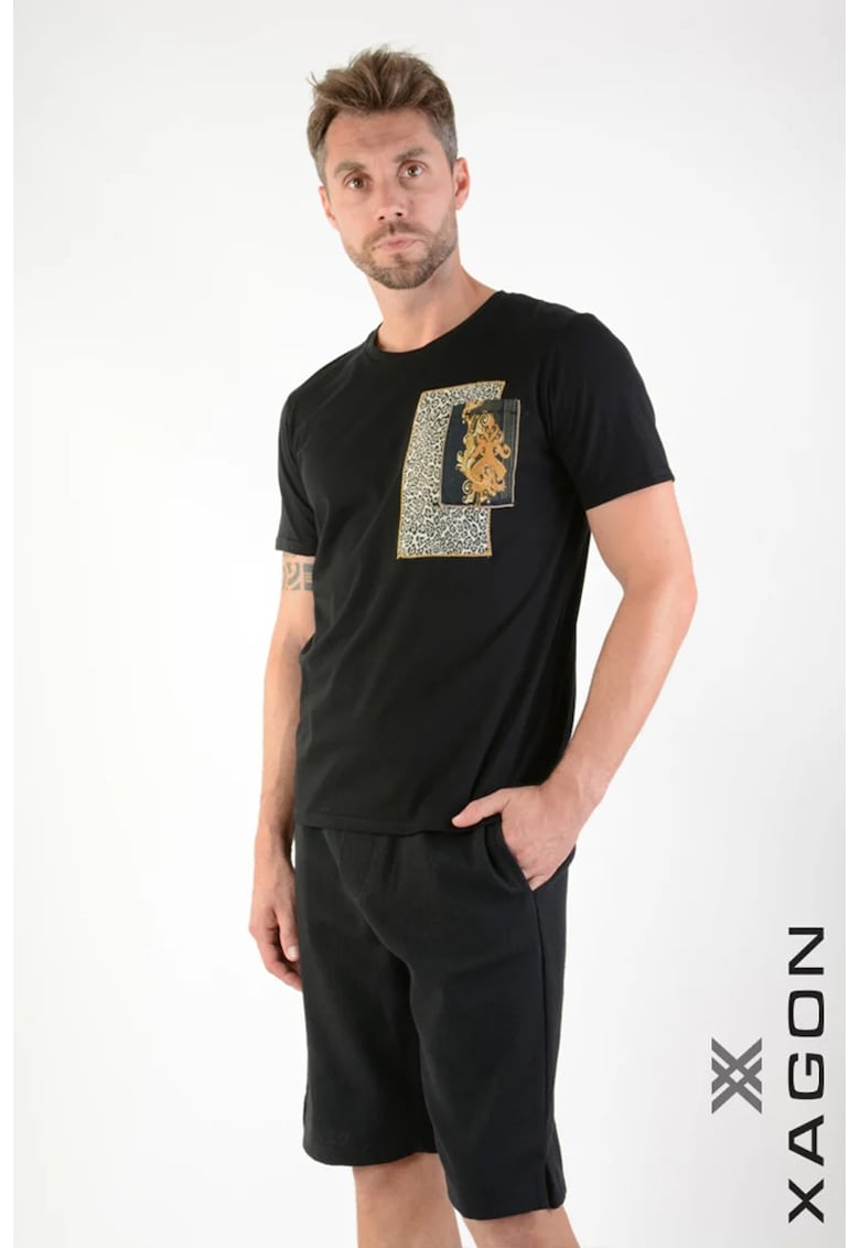 Tricou cu buzunar frontal cu animal print