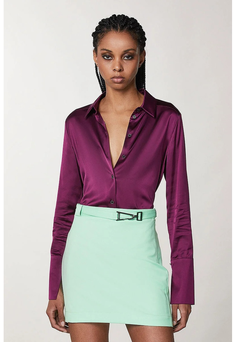 Cămașă regular fit - din vâscoză satinată - cu manșetă lungă