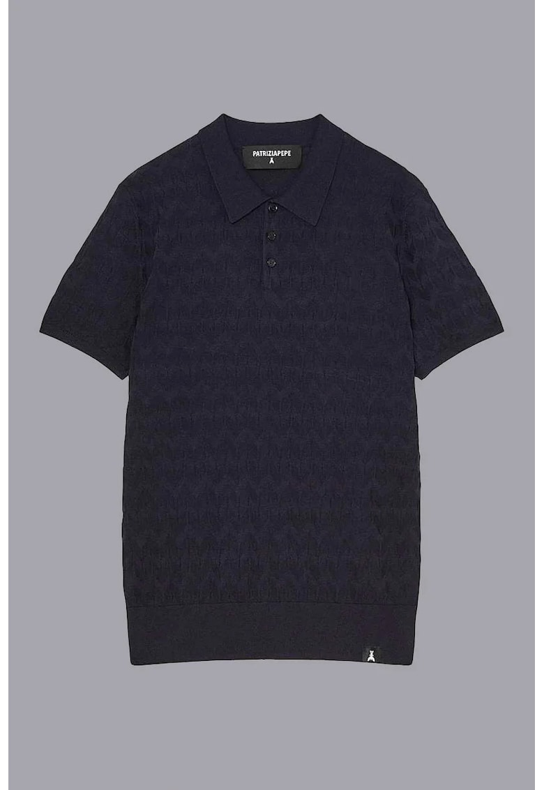 Tricou cu guler polo și material texturat