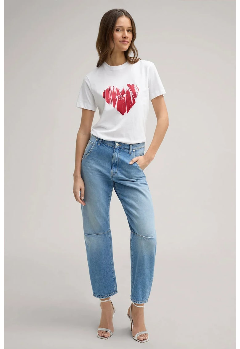 Tricou cu guler rotund si print frontal 30046948