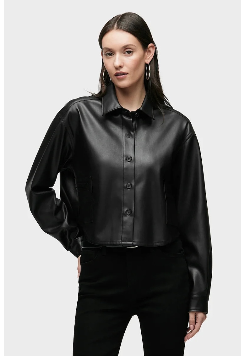 Cămașă crop - supradimensionată din piele ecologică Cămașă crop - supradimensionată din piele ecologică