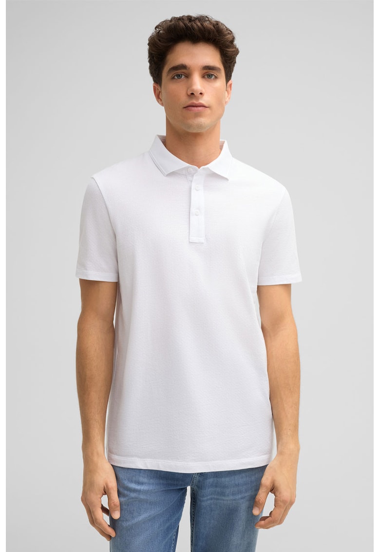 Tricou regular fit polo cu material texturat