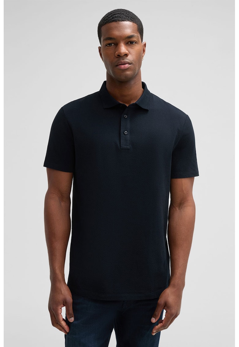 Tricou regular fit polo cu material texturat