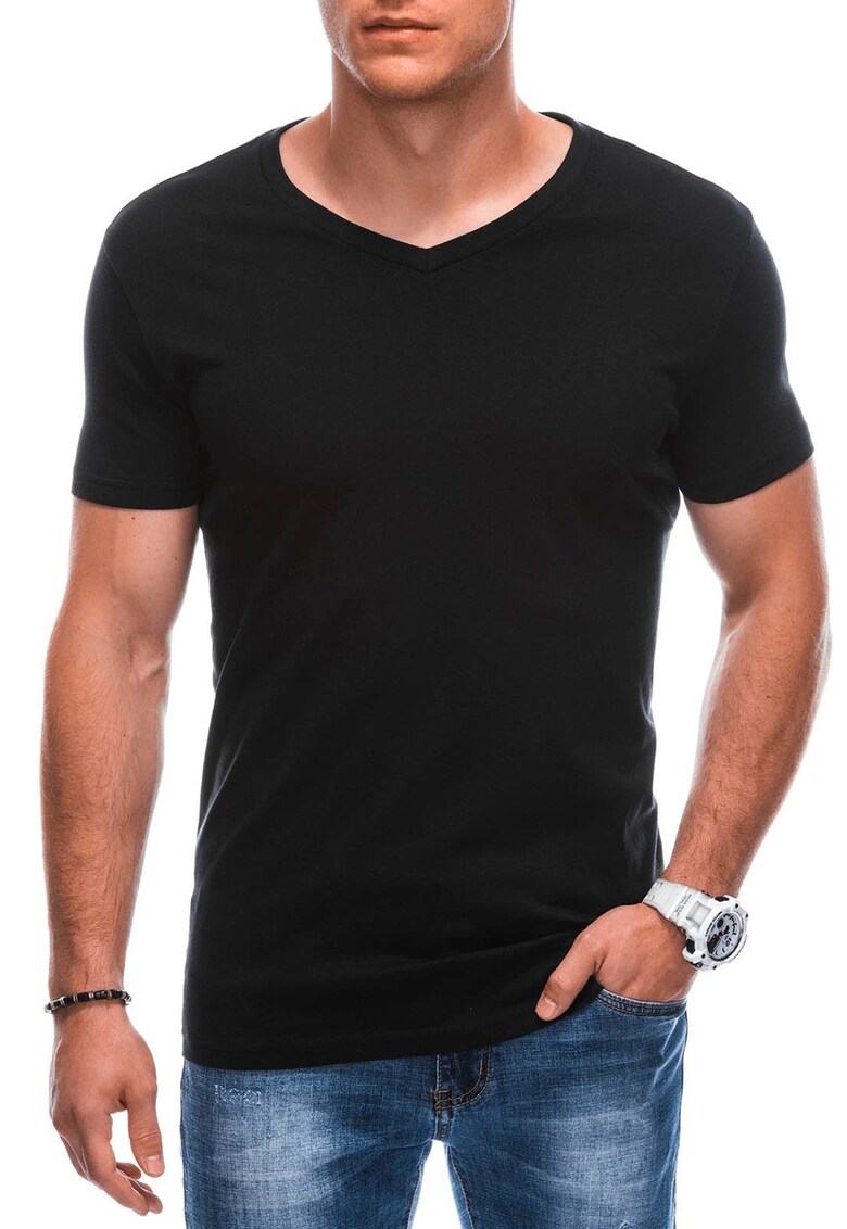 Tricou din bumbac cu decolteu in V