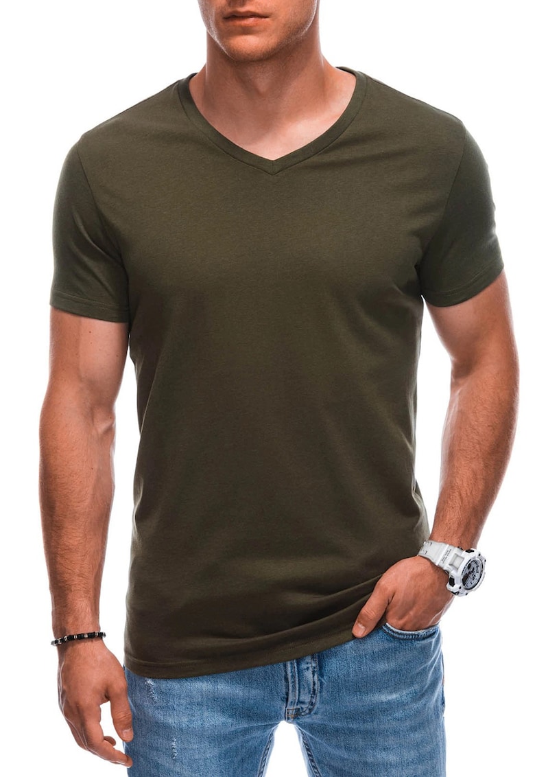 Tricou din bumbac cu decolteu in V