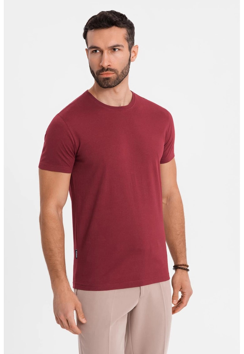 Tricou uni cu decolteu la baza gatului - Visiniu