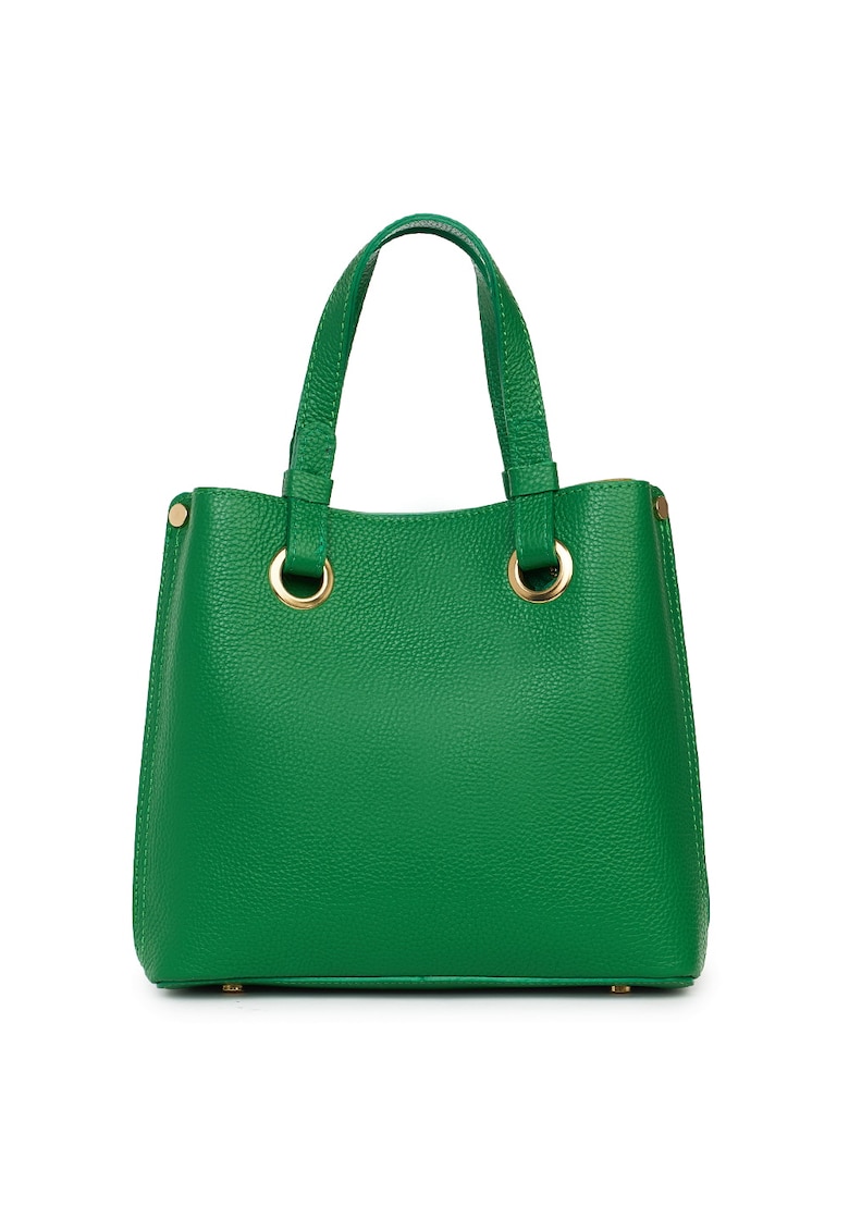 Geanta dama Ilona - piele naturala - verde - 24x25x12cm - compartimente multiple - manere detasabile