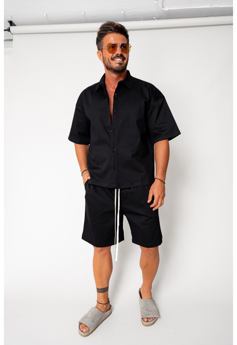 Set camasa si pantalon scurt Black New 17745 - Negru