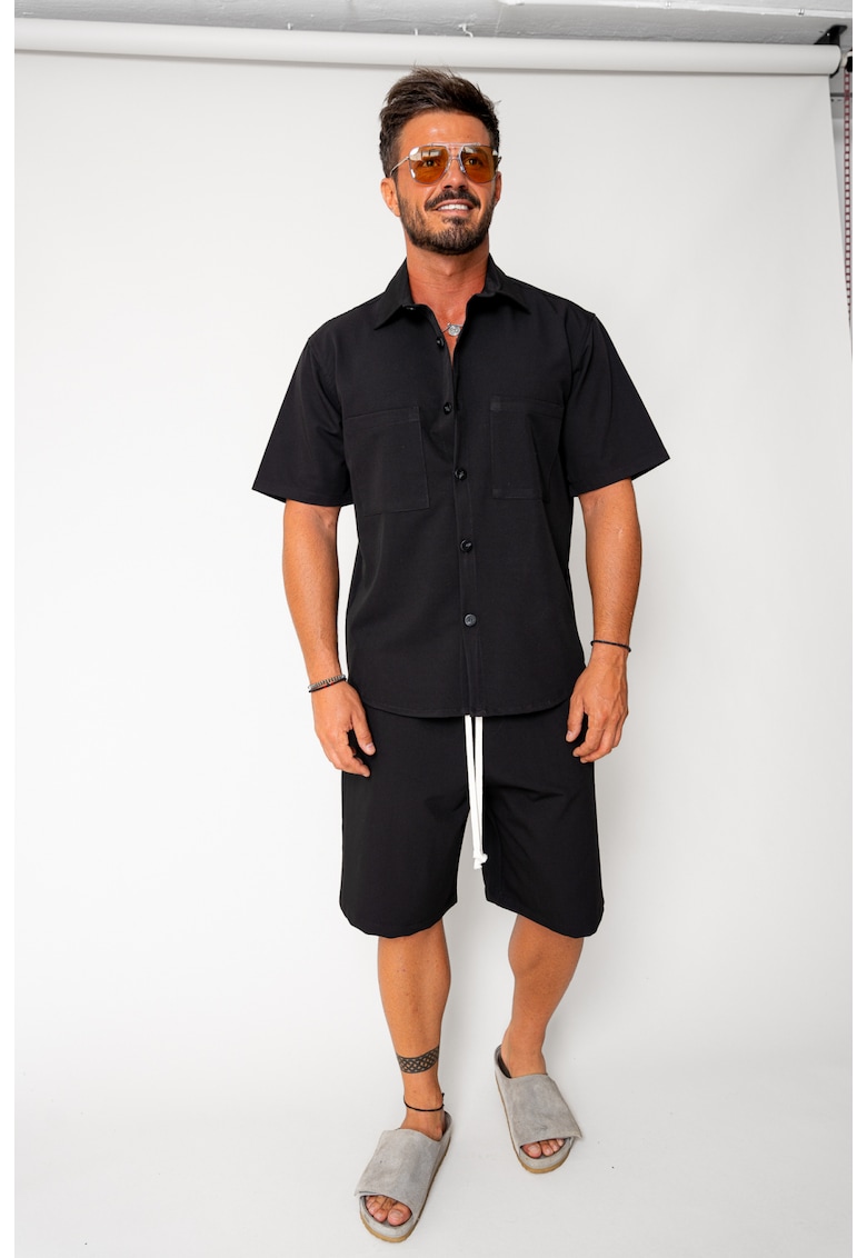 Set camasa cu doua buzunare si pantalon scurt Black 17755
