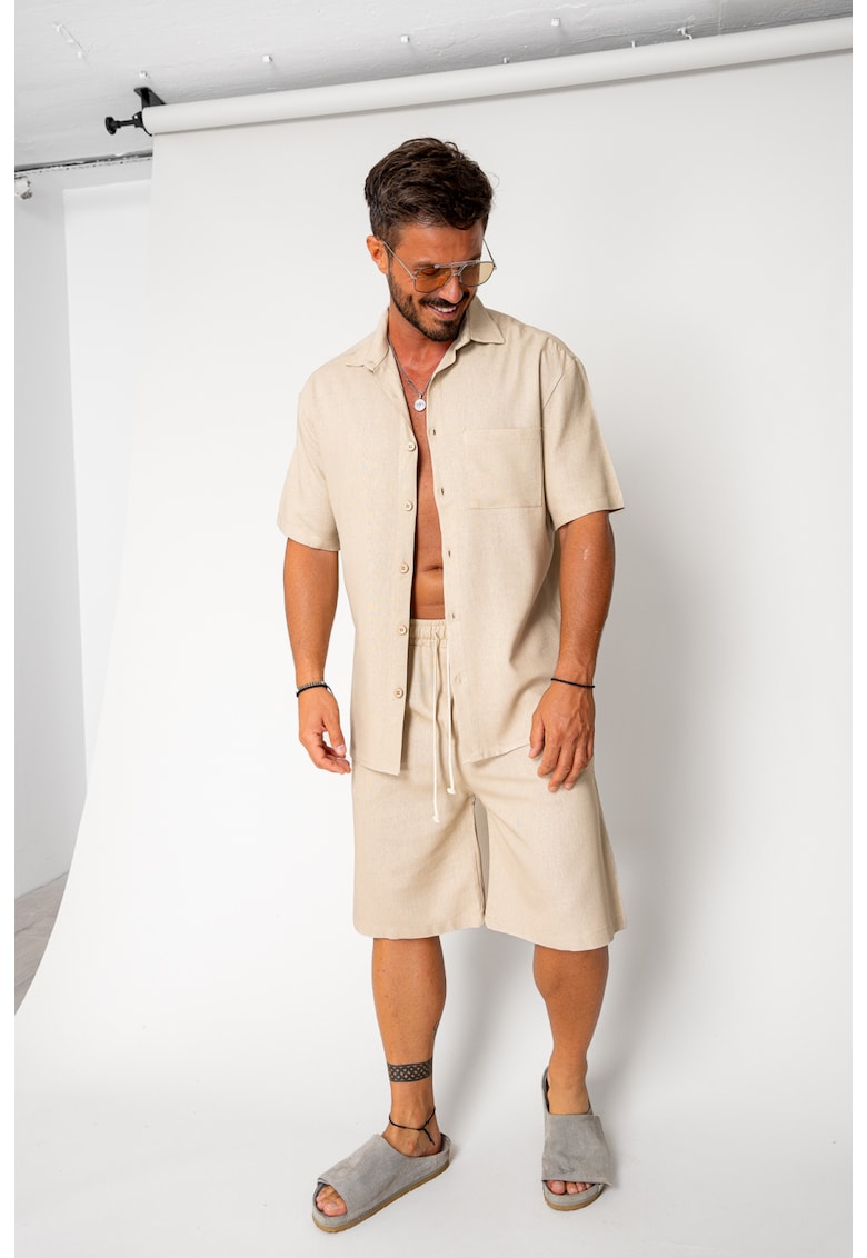Set Lion din In camasa si pantalon scurt Beige 17722
