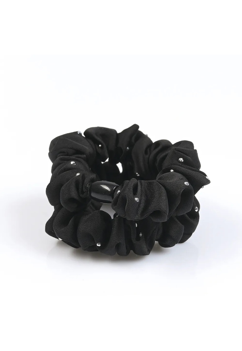Set 2 elastice de par negre cu strasuri fine