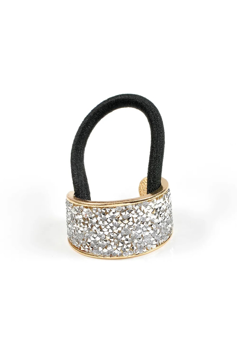 Elastic par cu accesoriu semirotund cu pietre argintii -  Paris