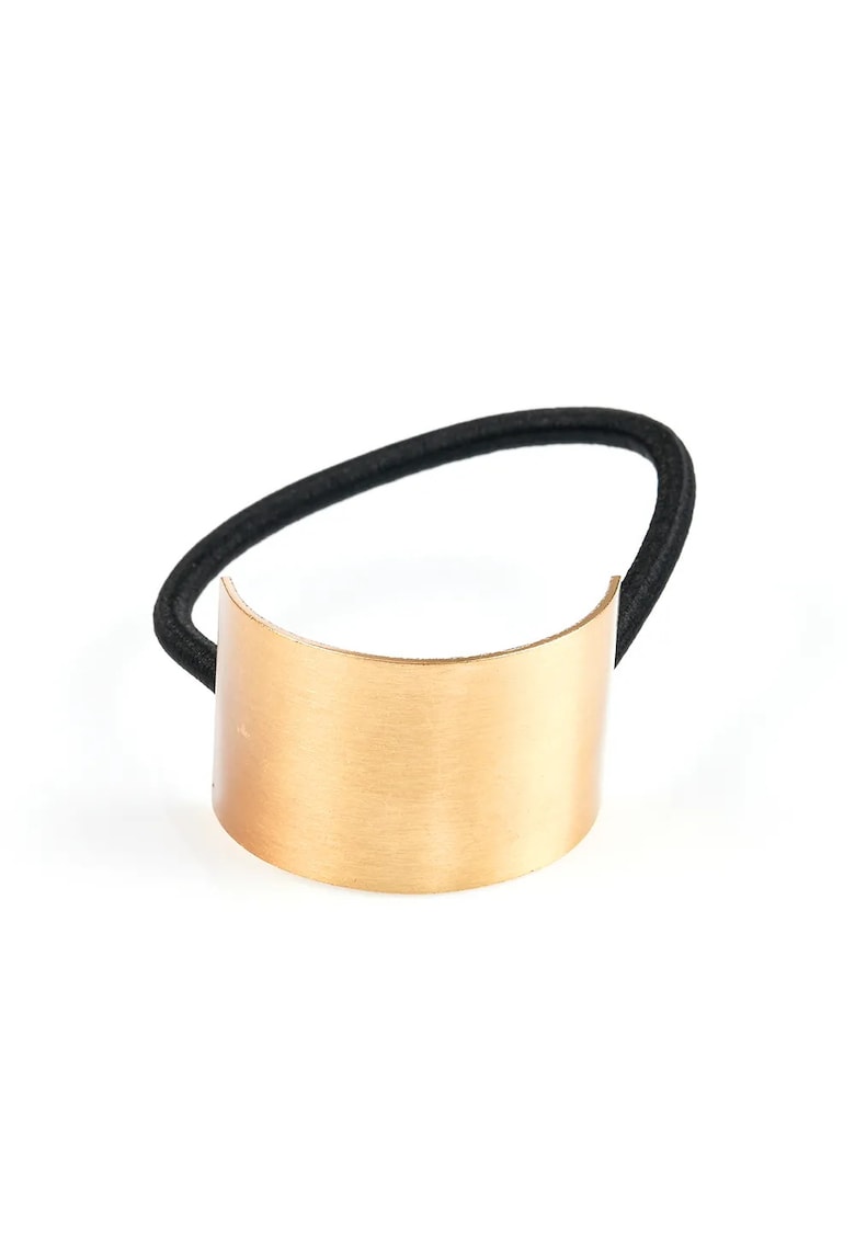 Elastic de par negru cu parte metalica aurie Elastic de par negru cu parte metalica aurie