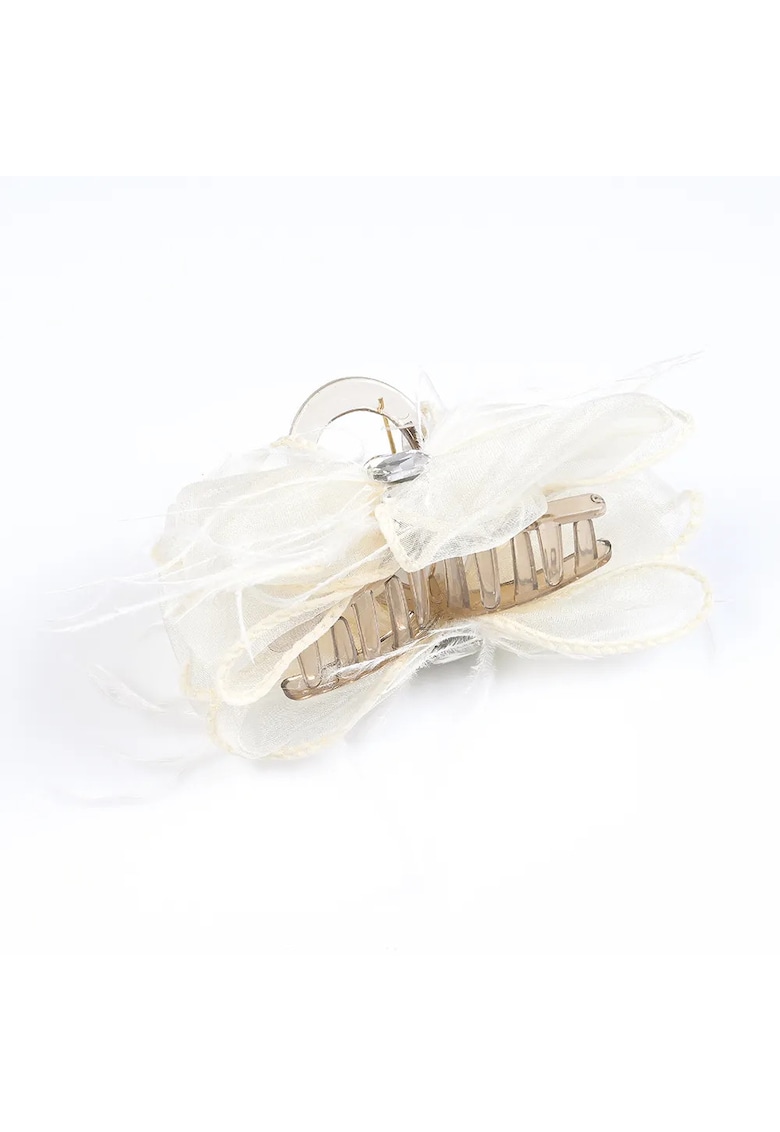 Cleste de par crem cu fundita din organza si pietre
