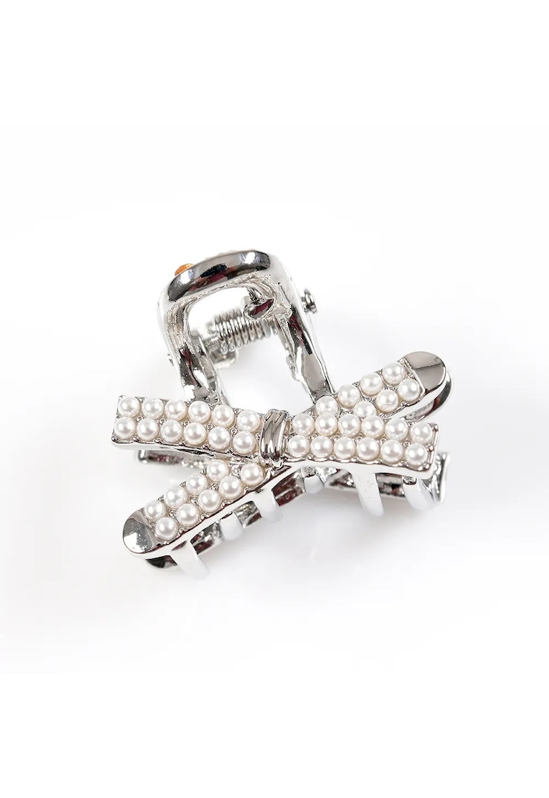 Cleste de par argintiu decor fundita cu perle albe