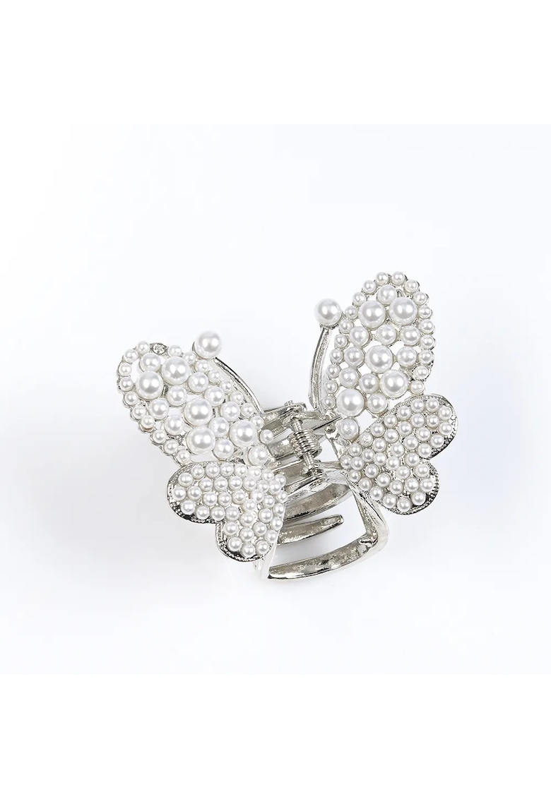 Cleste de par fluture argintiu cu perle