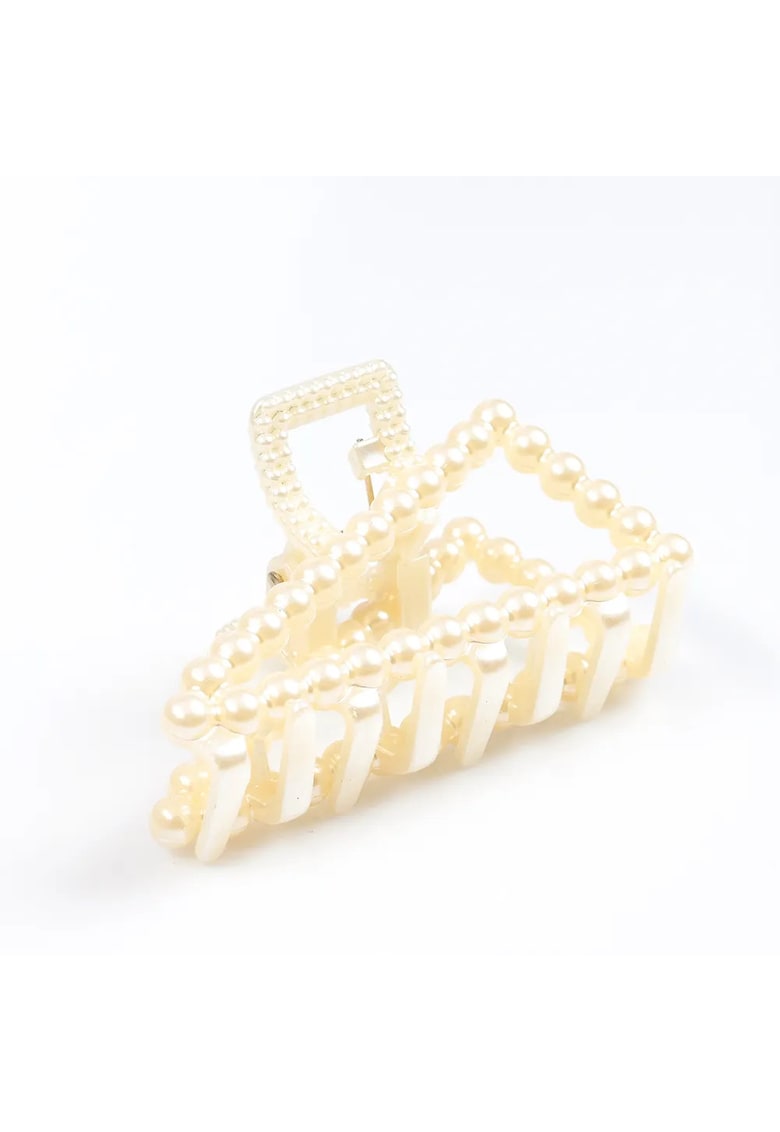 Cleste de par in forma de triunghi cu perle albe