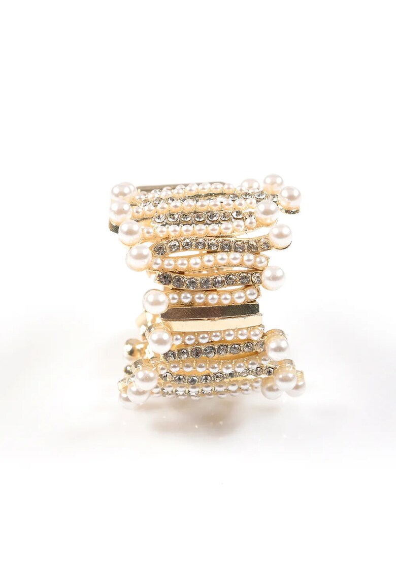 Cleste de par auriu decorat cu perle si pietre