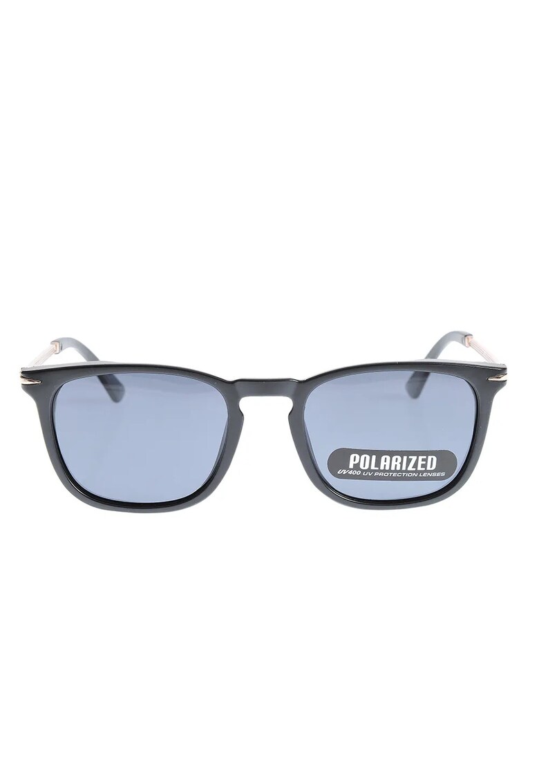 Ochelari de soare polarizati cu rama neagra si lentile albastre
