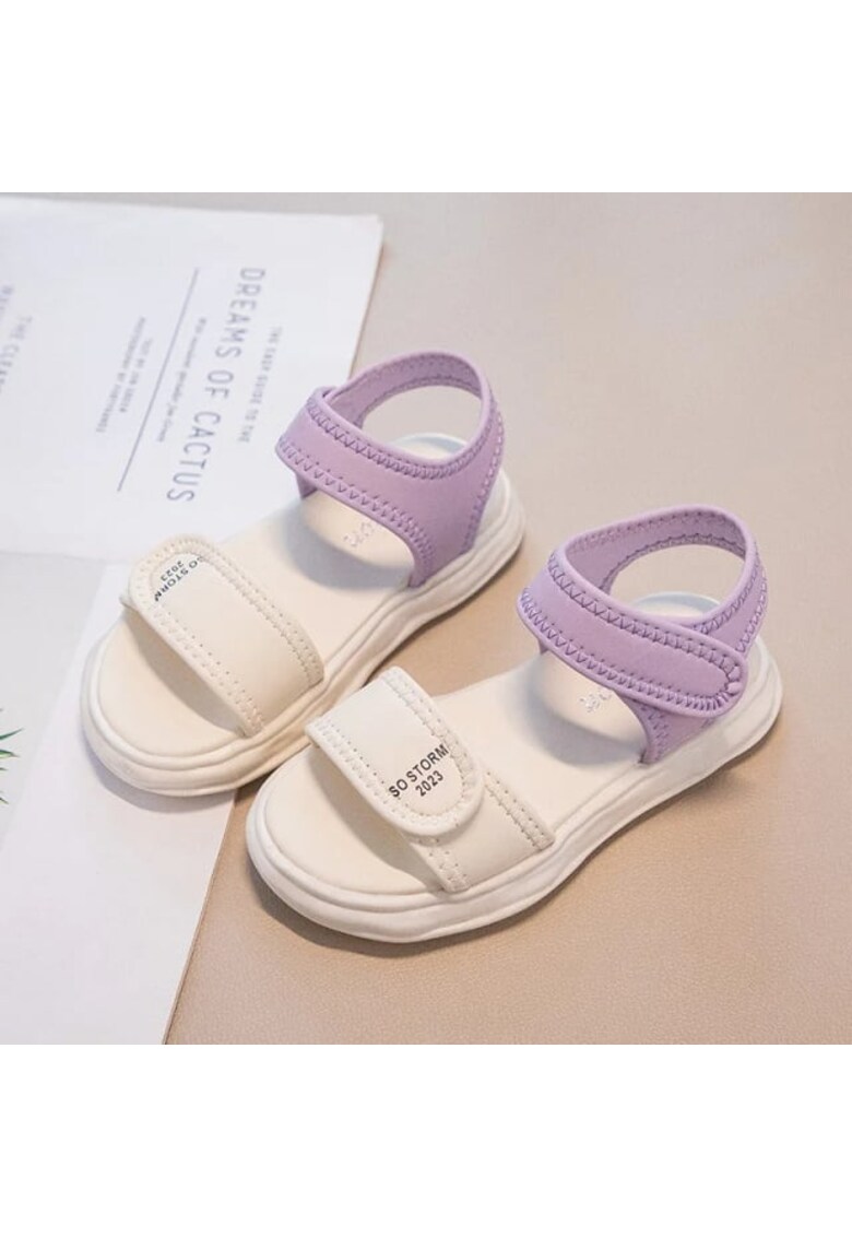 Sandale Model AL Purple - Textil - Fete - Alb cu Lila -