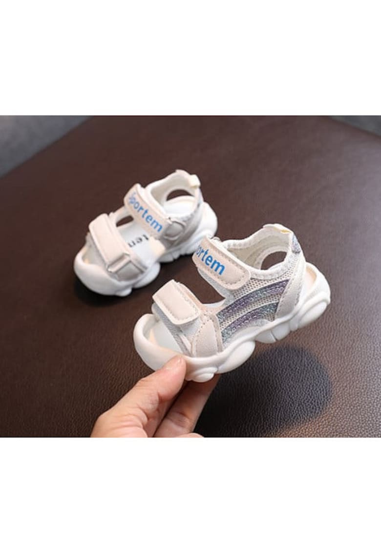 Sandale Model AL cu dungi cu sclipici - Piele ecologica - Fete - Multicolor -