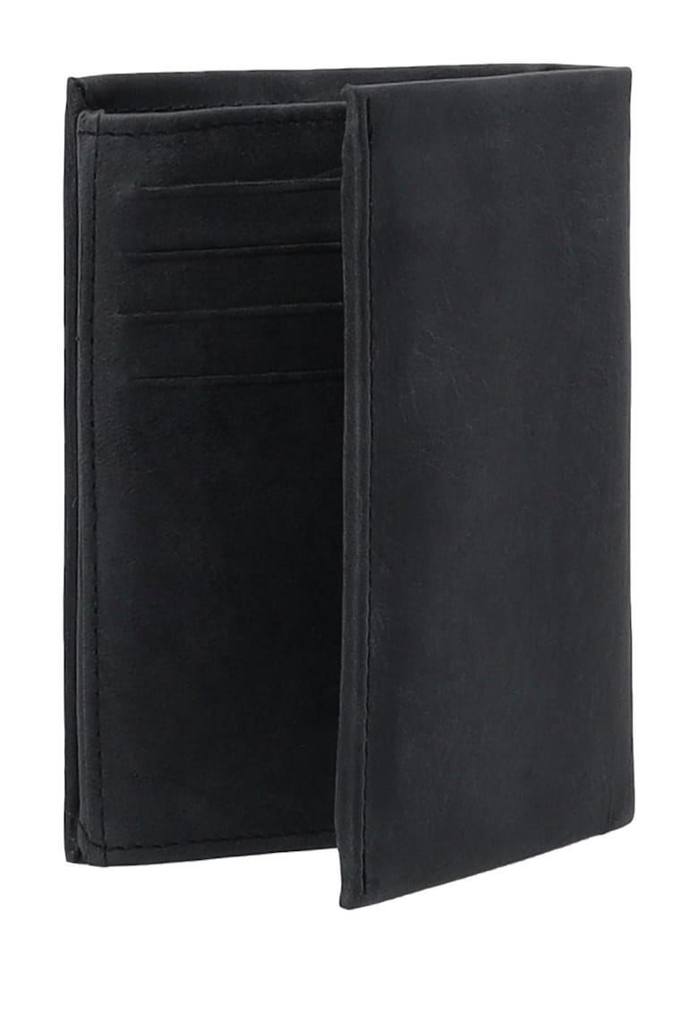 Portofel barbati - Piele naturala - 10x12.5x2.5cm - Negru