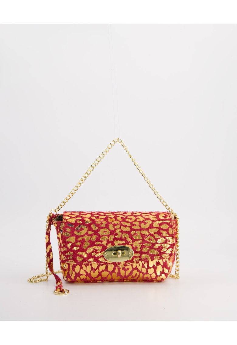 Geanta crossbody din piele intoarsa cu animal print