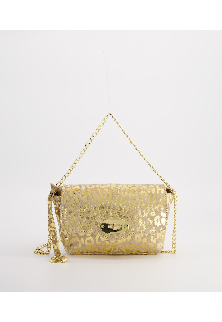 Geanta din piele intoarsa cu animal print