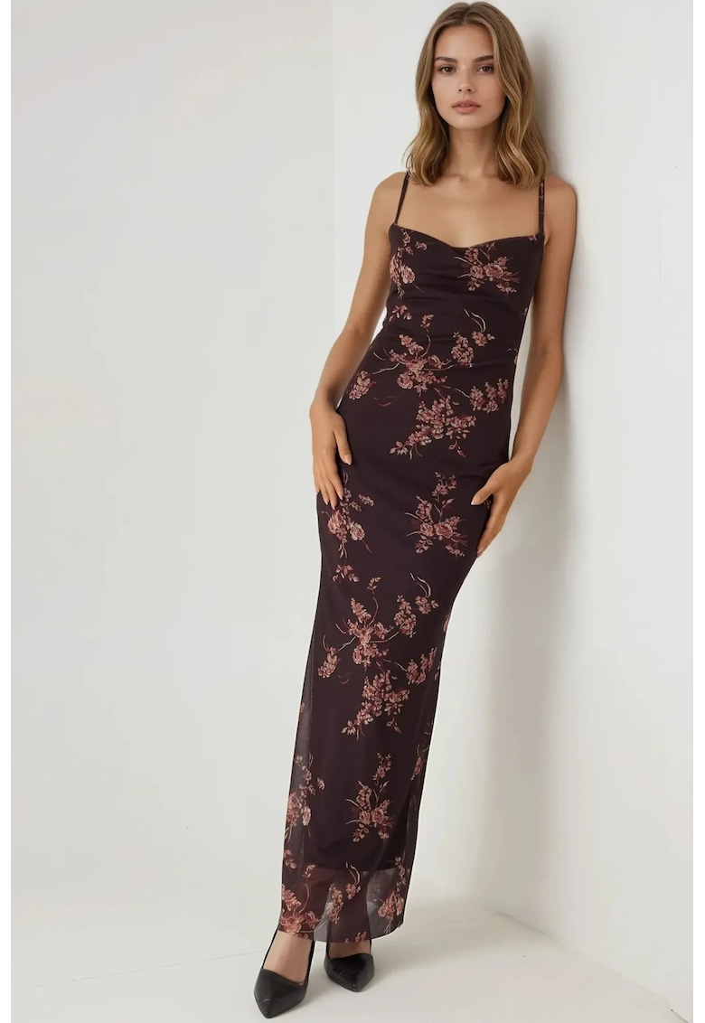 Rochie maxi - mulata - maro - jerseu