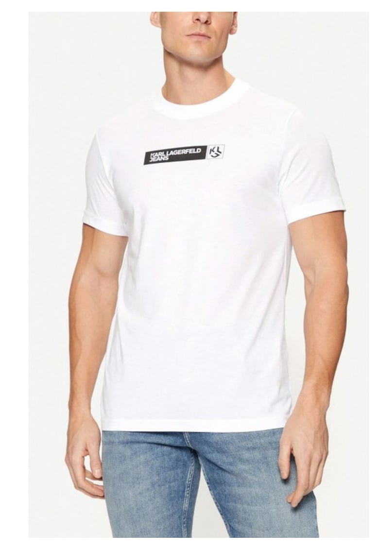 Tricou barbati - KLJ SLIM GRAPHIC TEE - alb - bumbac