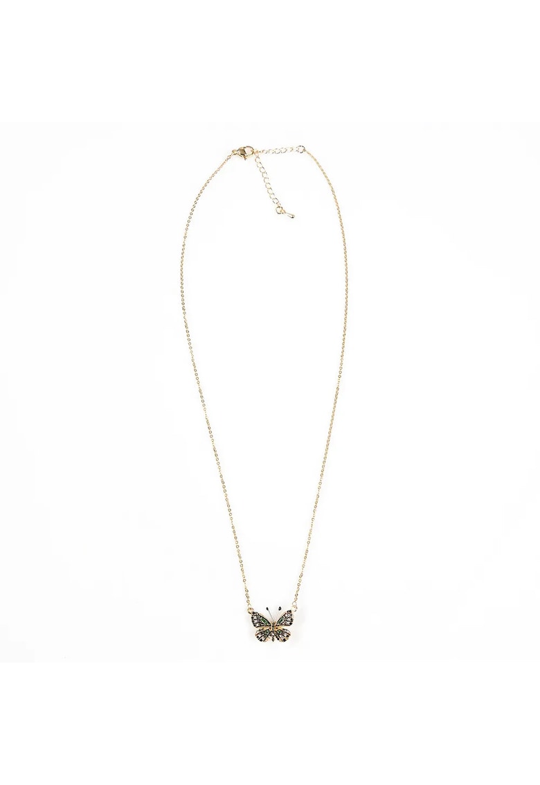 Colier auriu cu pandantiv fluture si pietre verzi -  Paris