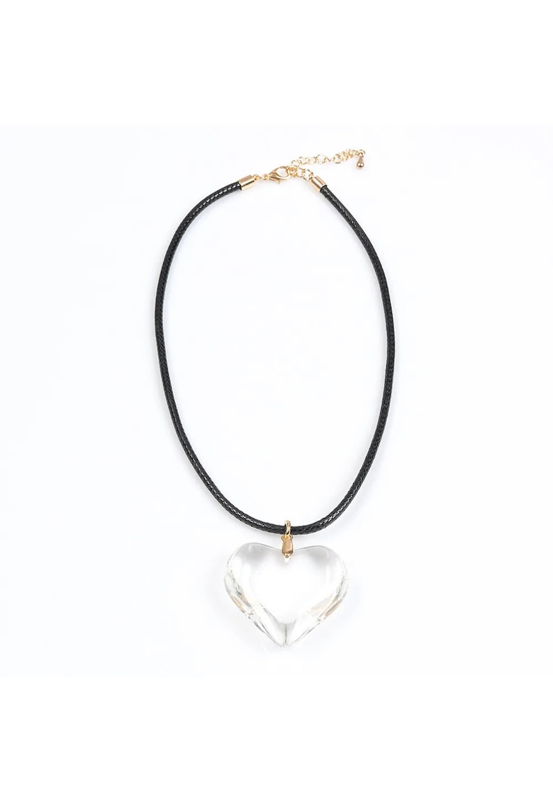 Colier negru cu pandantiv inima transparenta - Paris