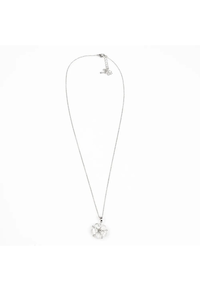 Colier argintiu cu pandantiv floare alba -  Paris