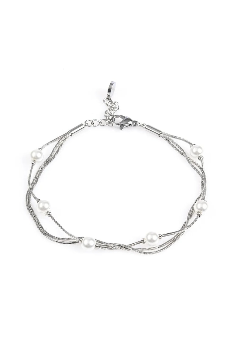 Bratara argintie cu perle din otel inoxidabil -  Paris