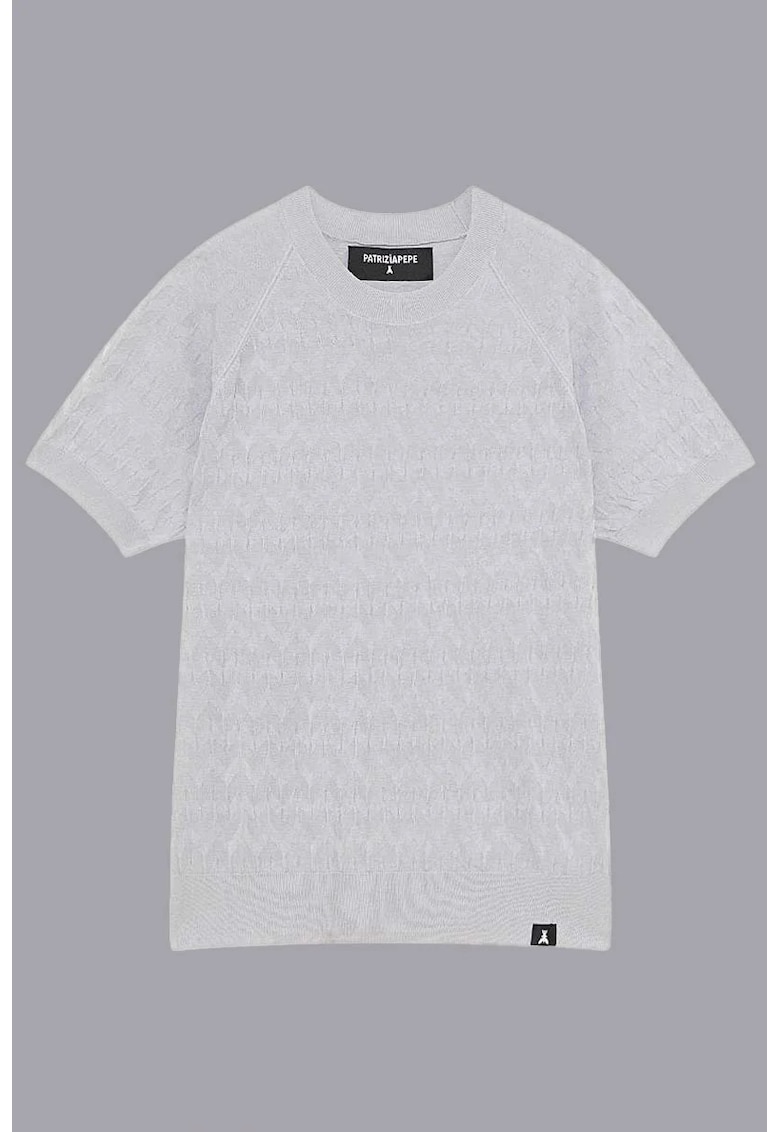 Tricou regular fit cu guler rotund si material texturat Tricou regular fit cu guler rotund si material texturat