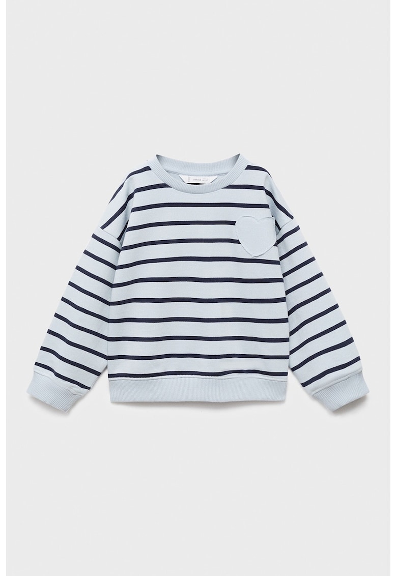 Pulover cu decolteu rotund si model in dungi - Alb/Albastru ultramarin