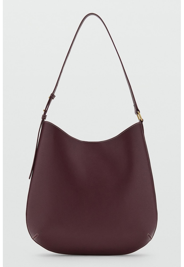 Geanta din piele ecologica cu bareta de umar - Maro cognac