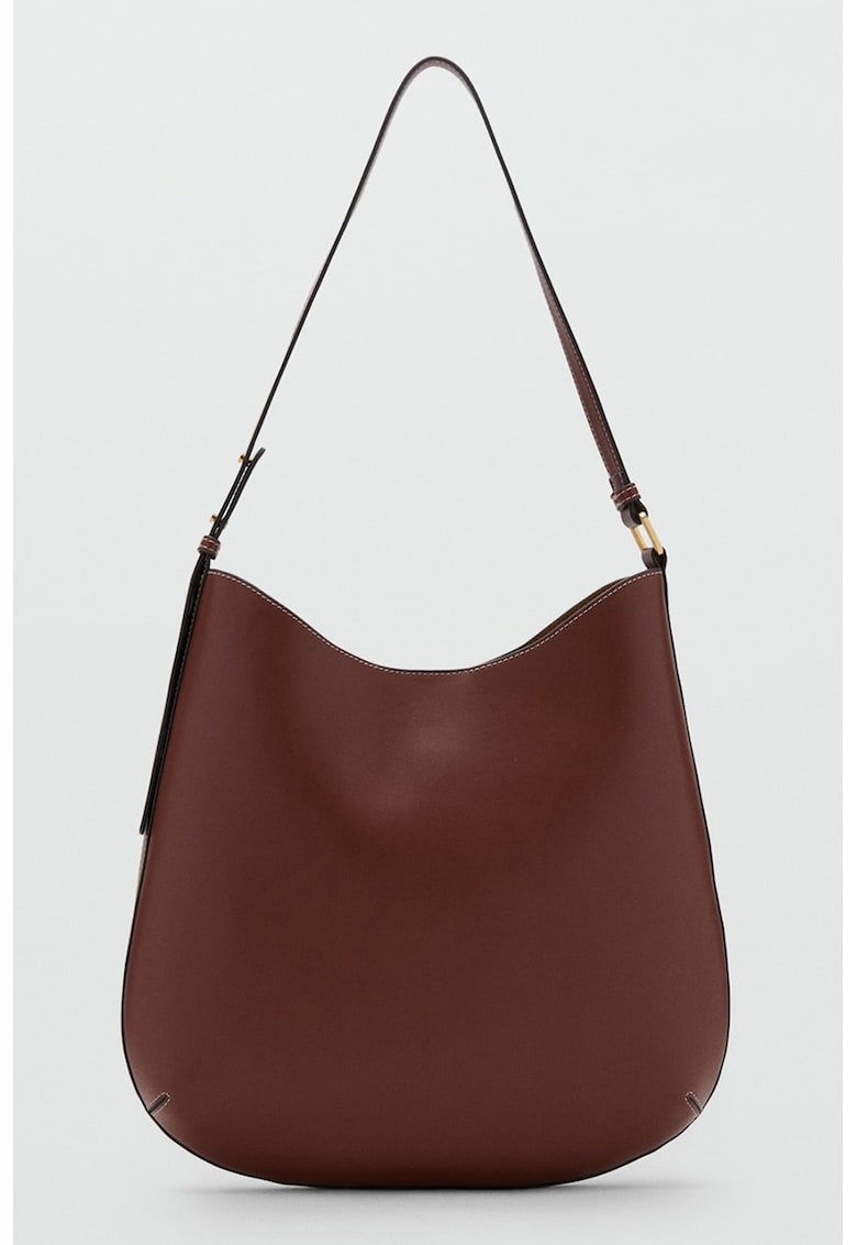 Geanta din piele ecologica cu bareta de umar - Maro