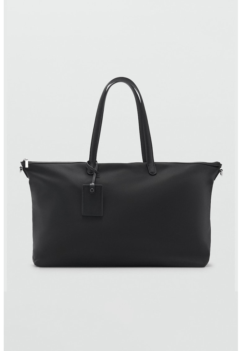 Geanta shopper din material textil cu fermoar