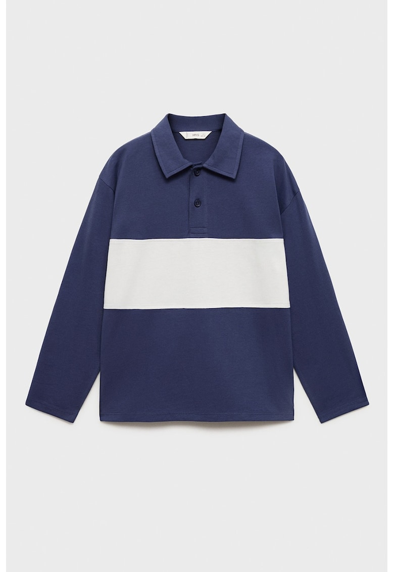 Bluza polo din bumbac cu imprimeu text pe partea din spate Bluza polo din bumbac cu imprimeu text pe partea din spate