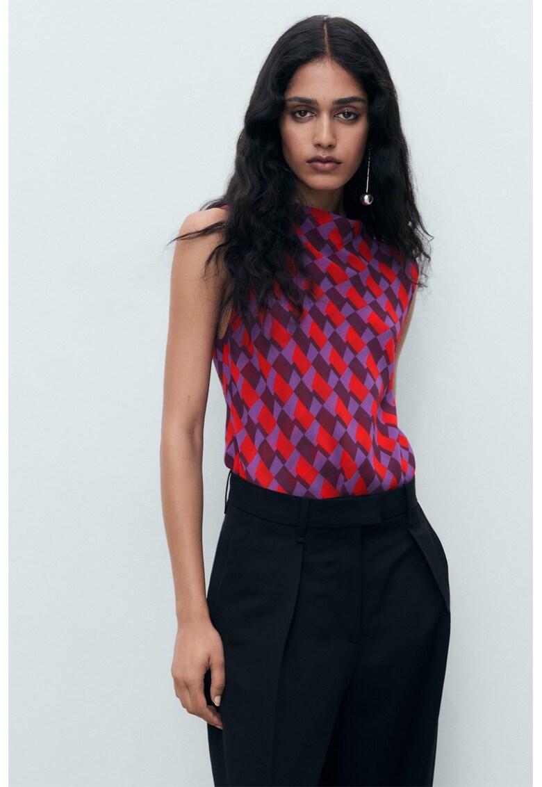 Bluza cu model geometric - Rosu/Violet