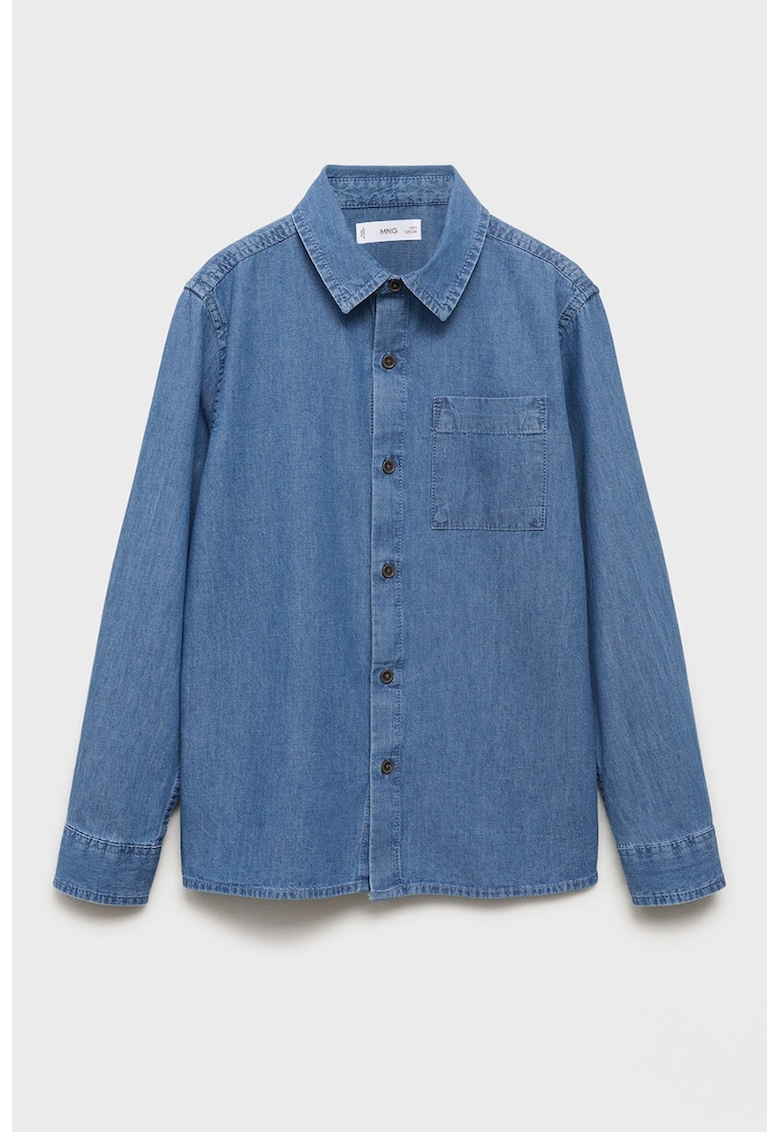 Camasa din material chambray cu maneci lungi