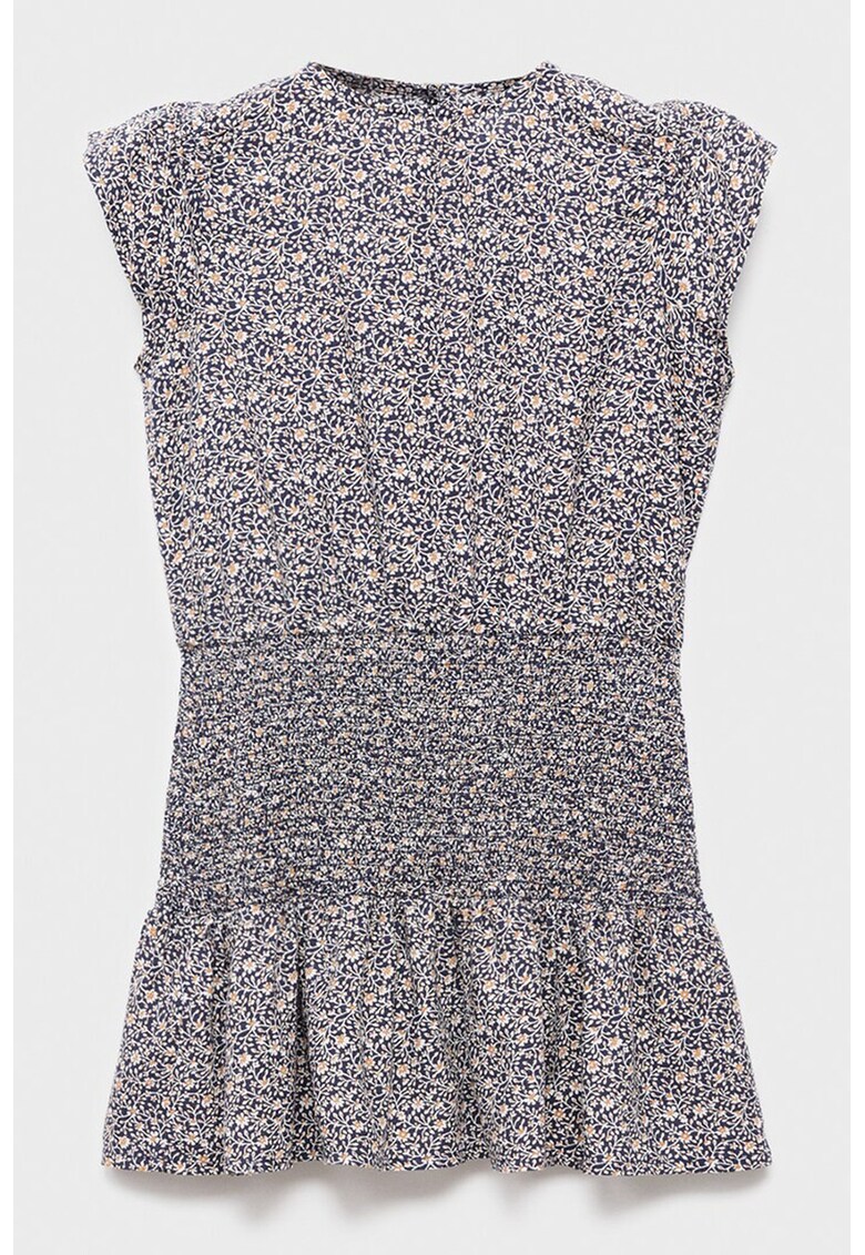 Rochie cu model floral si terminatie cu volane