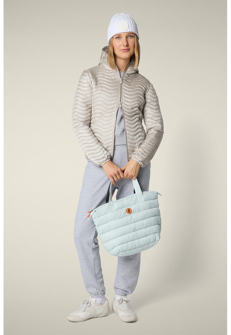 Jacheta cu gluga si aspect matlasat