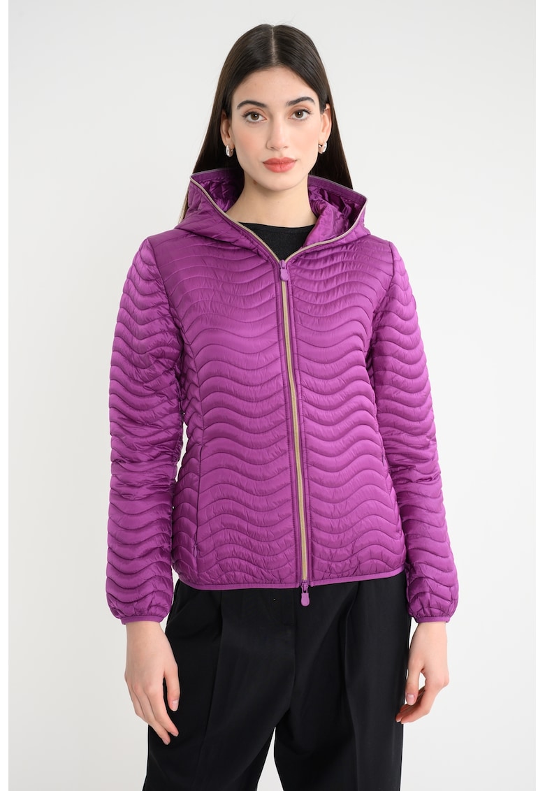 Jacheta cu gluga si aspect matlasat