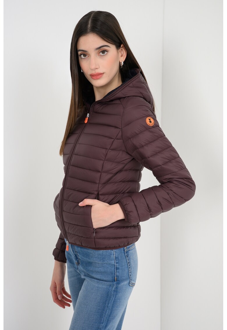 Geaca cu gluga si aspect matlasat - Visiniu