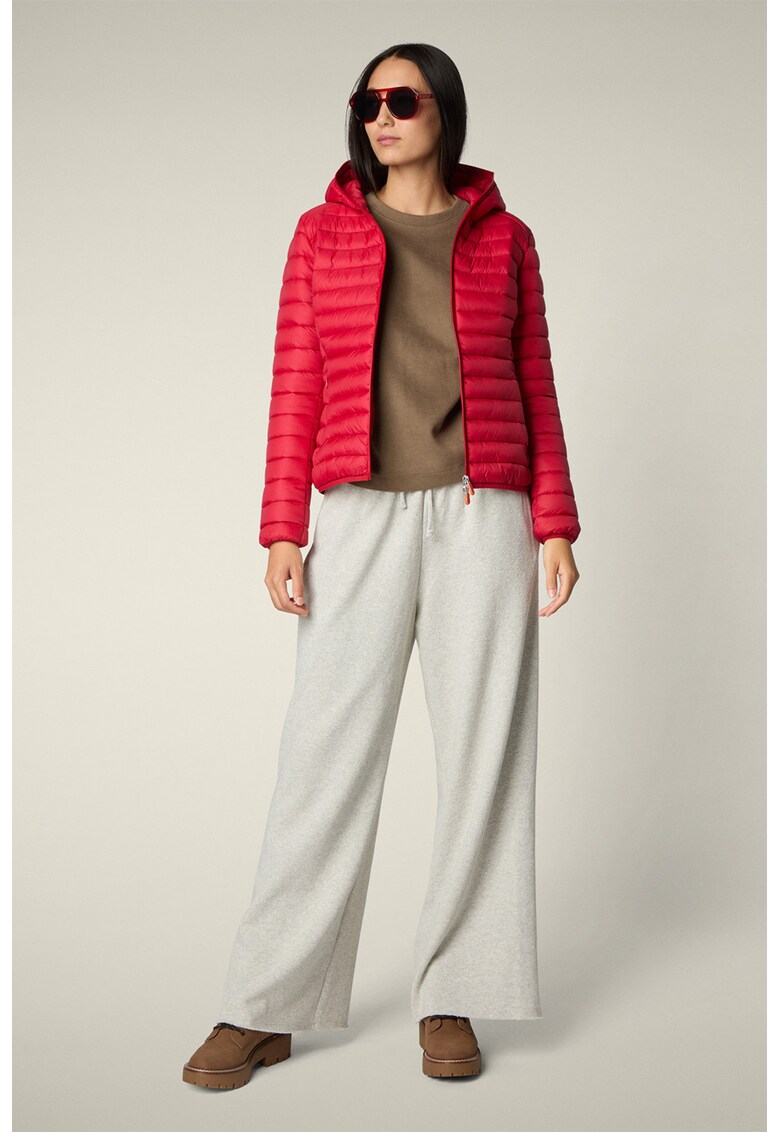 Geaca cu gluga si aspect matlasat - Rosu