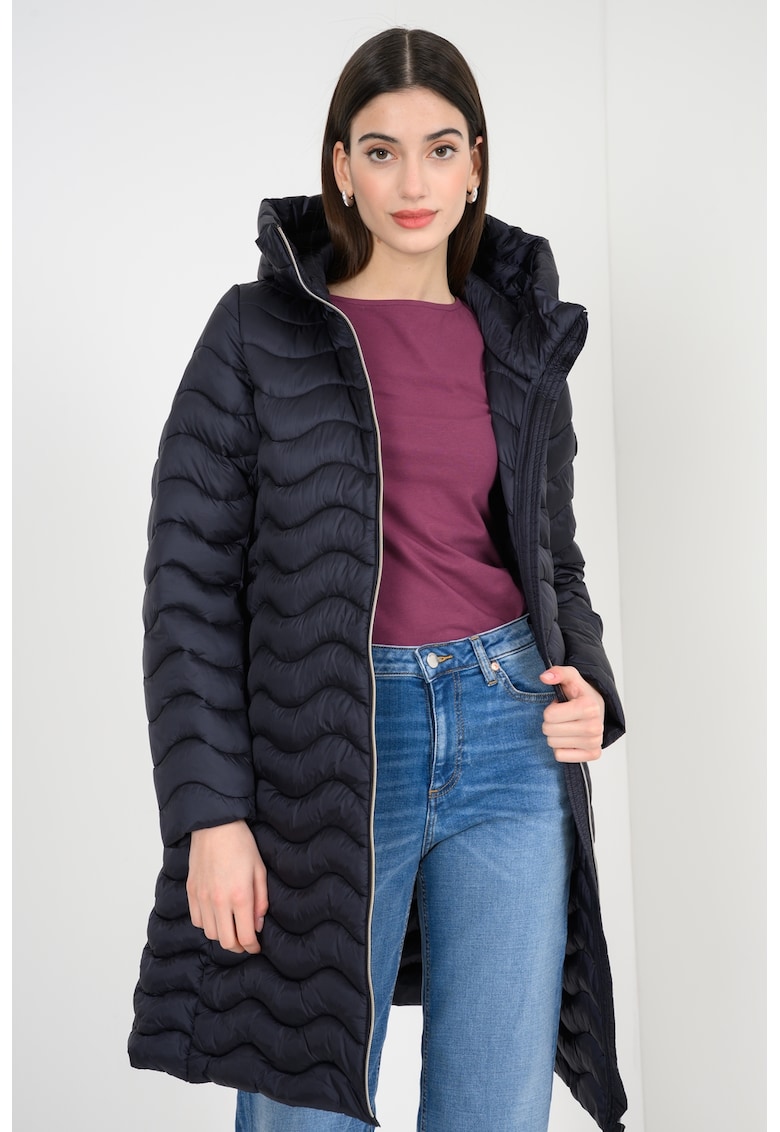 Geaca lunga cu vatelina si gluga