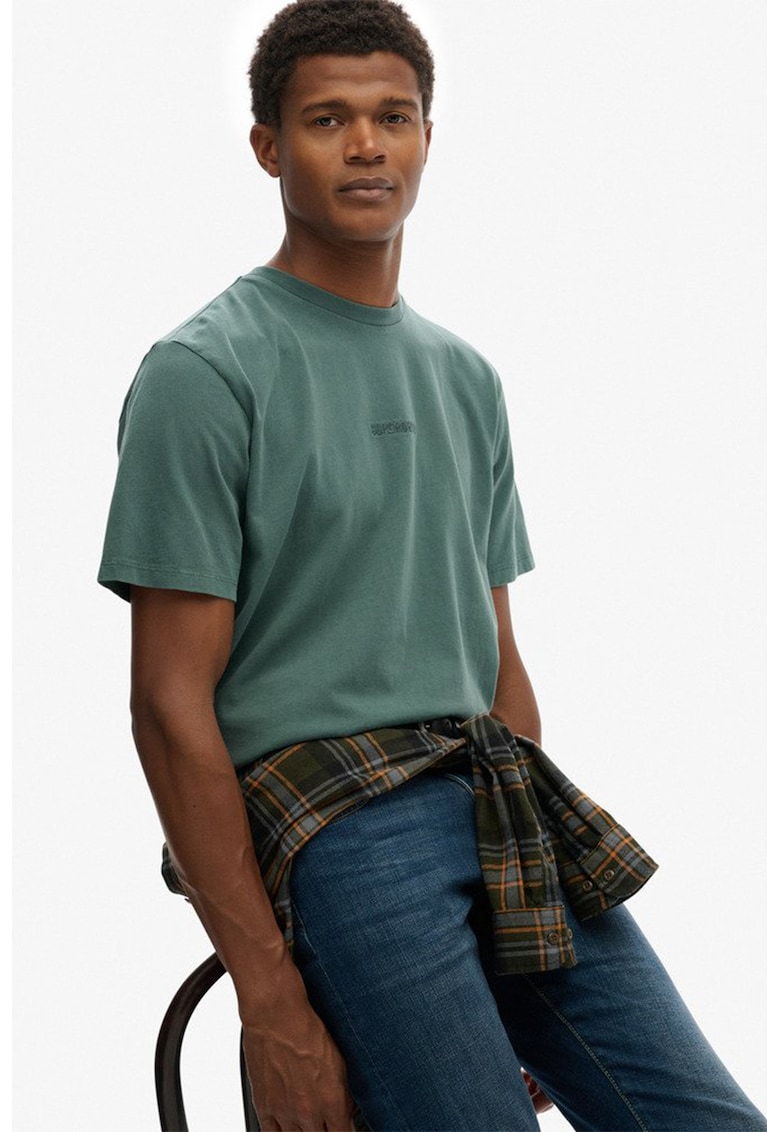 Tricou uni cu decolteu la baza gatului - Verde