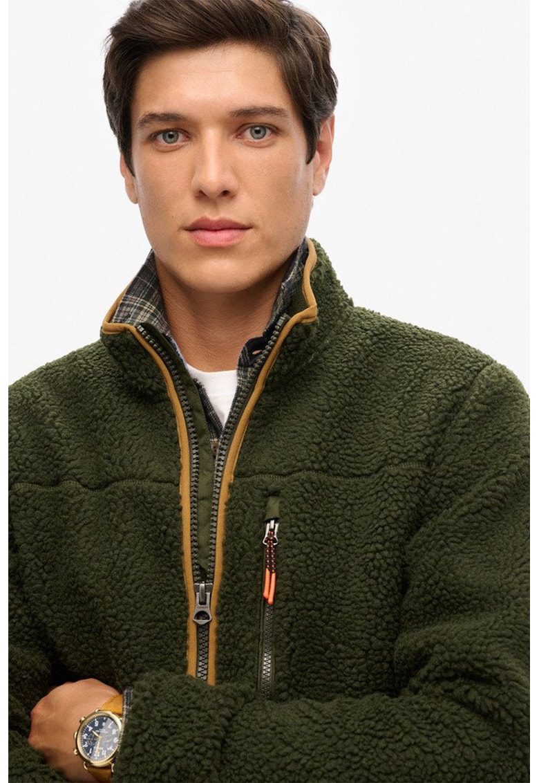 SUPERDRY - Jacheta din material teddy cu buzunare cu fermoar